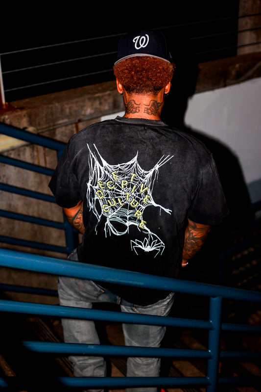 CAUGHT IN THE WEB TEE - BLACK
